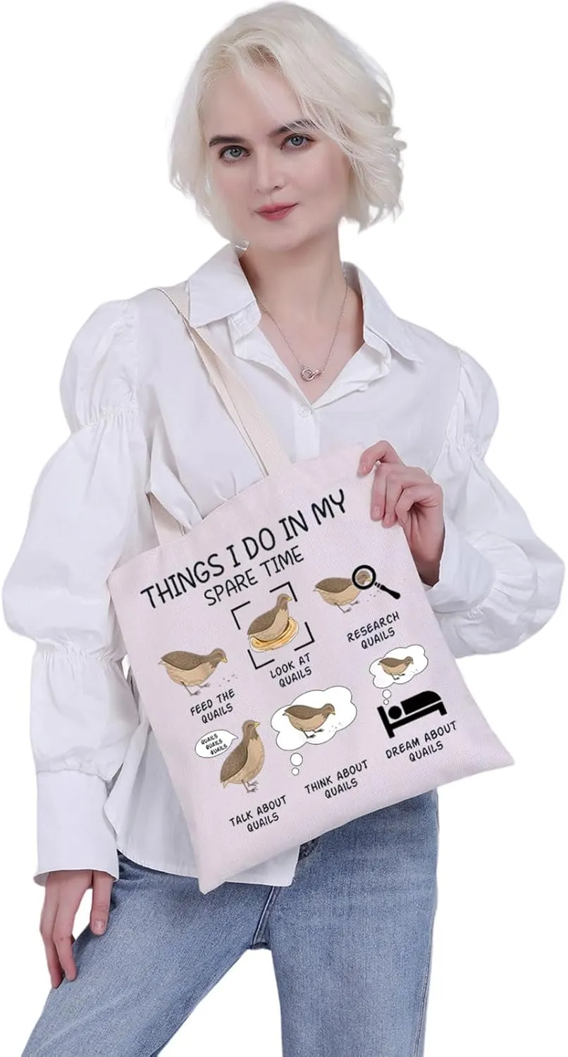 MBMSO Quail Bird Tote Bag Quail Bird Lover Gifts Things I Do in My Spare Time Quail Canvas Tote Shopping Bag Quail Bird Gifts