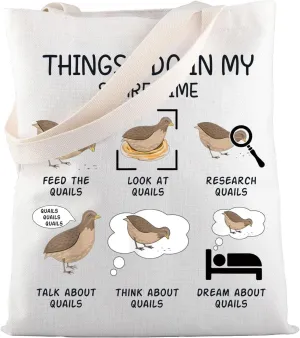 MBMSO Quail Bird Tote Bag Quail Bird Lover Gifts Things I Do in My Spare Time Quail Canvas Tote Shopping Bag Quail Bird Gifts
