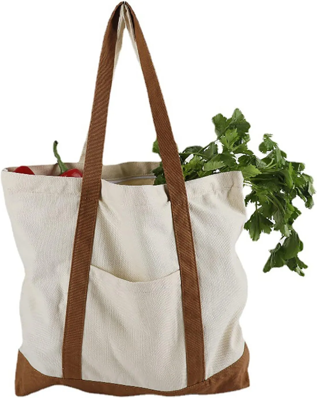 Medium Supermarket Bags Large Capacity Zipper Portable Canvas Bag Shoulder Bag Men (Red, One Size)