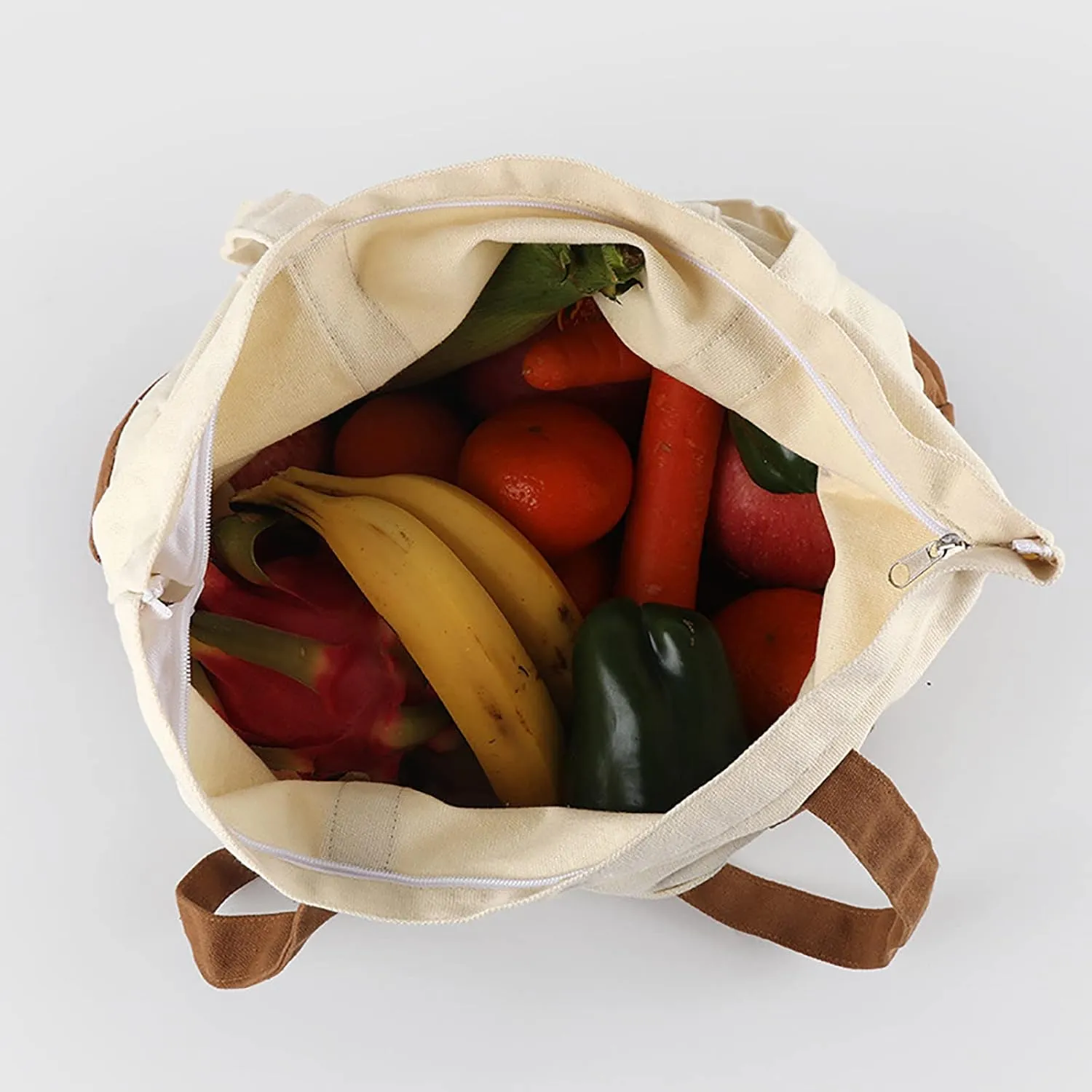 Medium Supermarket Bags Large Capacity Zipper Portable Canvas Bag Shoulder Bag Men (Red, One Size)