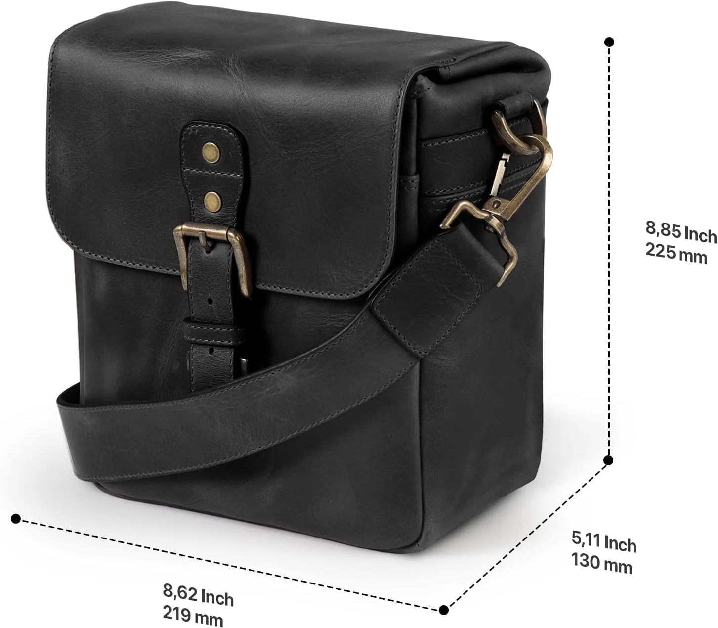 MegaGear Torres Mini MG1328 Genuine Leather Camera Messenger Bag for Mirrorless, Instant and DSLR Cameras