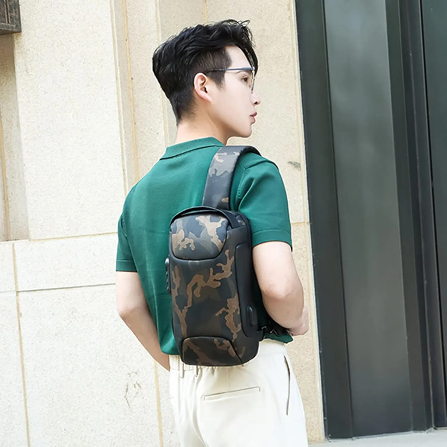 Men's Prevention Of Thieves Password Chest Lock Bag Cloth Sports One Shoulder Messenger Bag Shoulder Bags for (One Size)