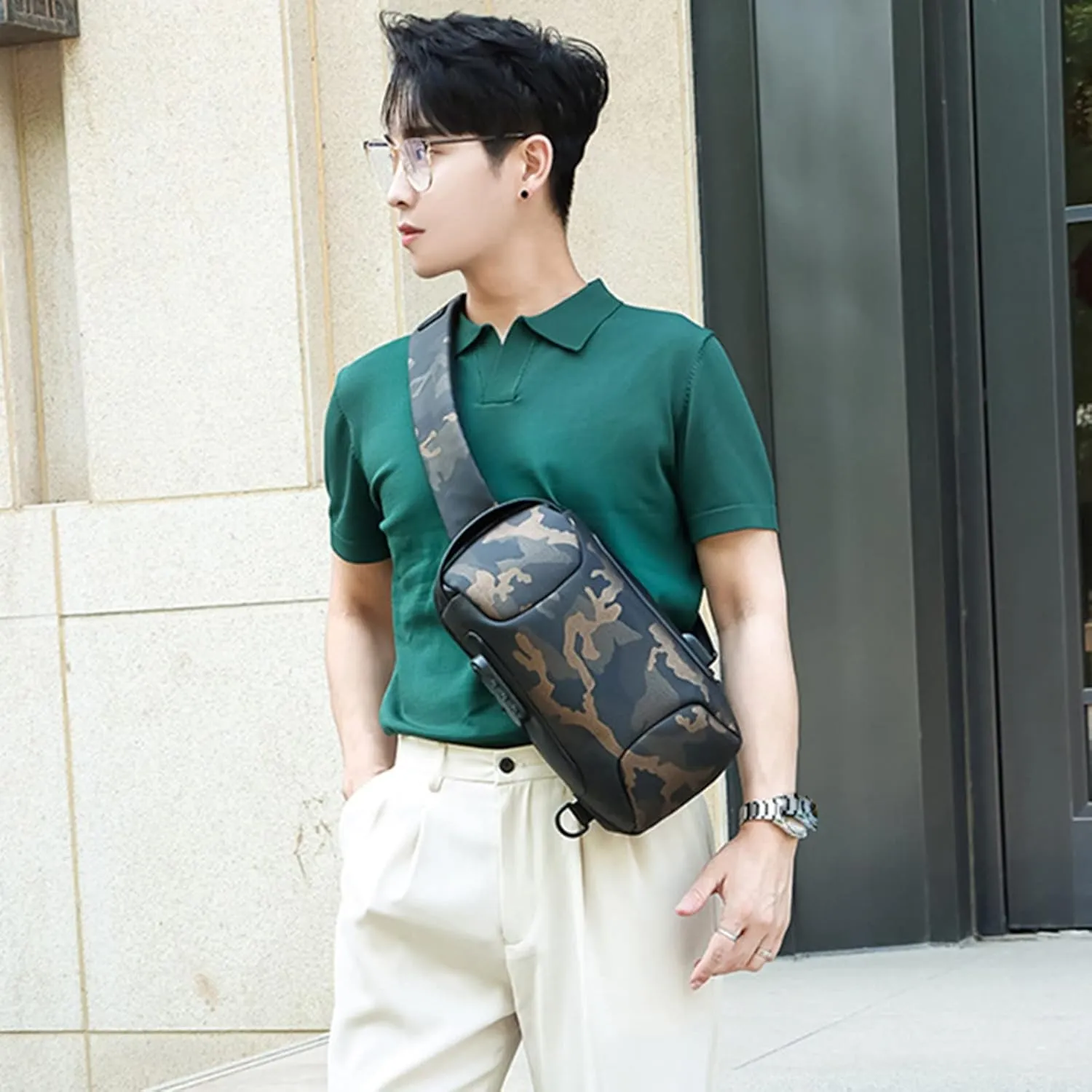 Men's Prevention Of Thieves Password Chest Lock Bag Cloth Sports One Shoulder Messenger Bag Shoulder Bags for (One Size)