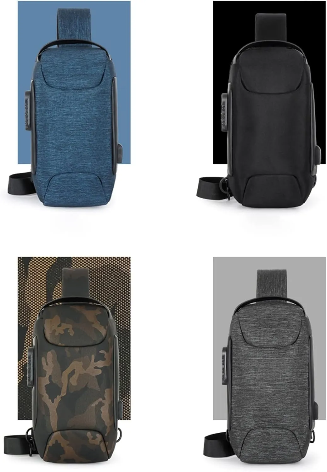 Men's Prevention Of Thieves Password Chest Lock Bag Cloth Sports One Shoulder Messenger Bag Shoulder (Black, One Size)