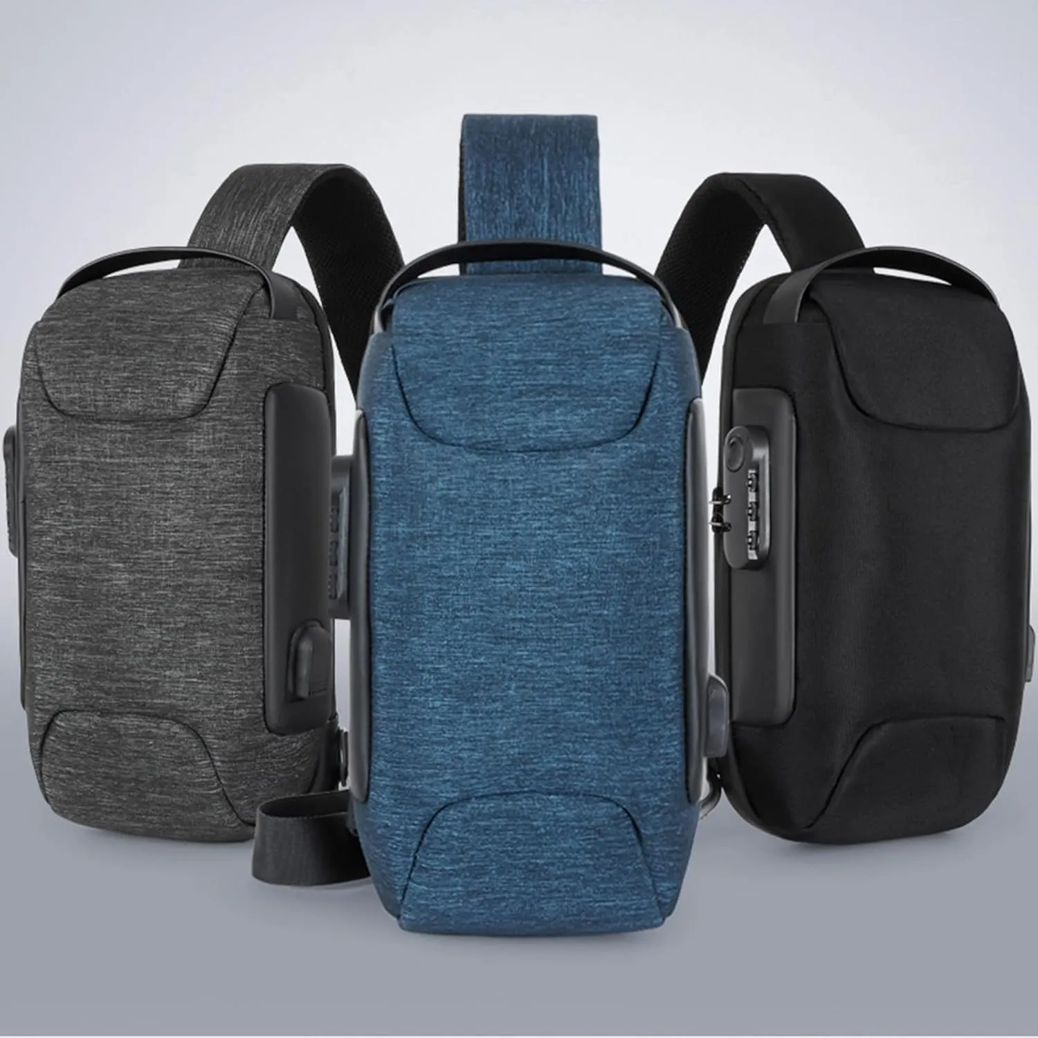 Men's Prevention Of Thieves Password Chest Lock Bag Cloth Sports One Shoulder Messenger Bag Shoulder (Black, One Size)