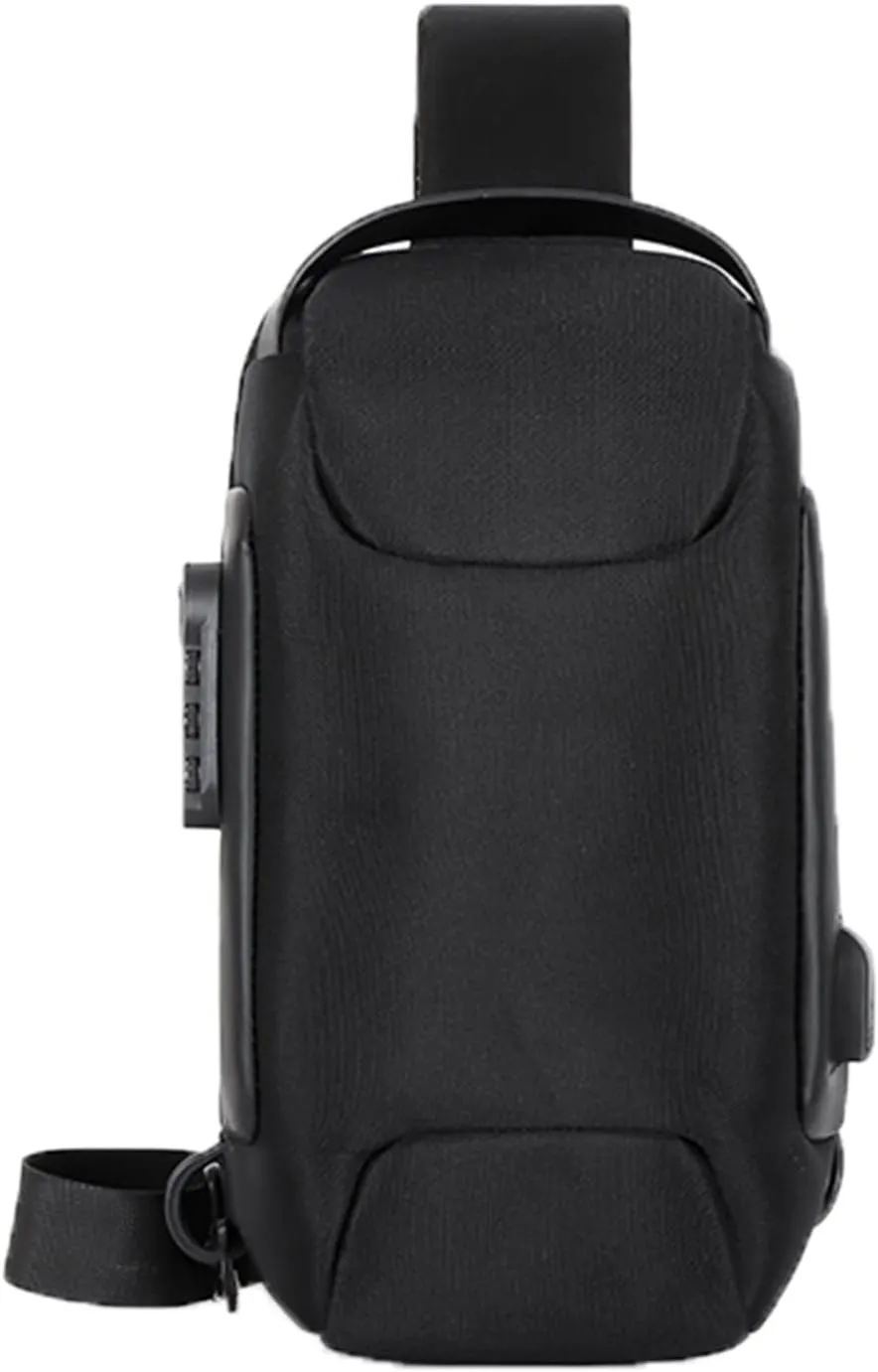 Men's Prevention Of Thieves Password Chest Lock Bag Cloth Sports One Shoulder Messenger Bag Shoulder (Black, One Size)