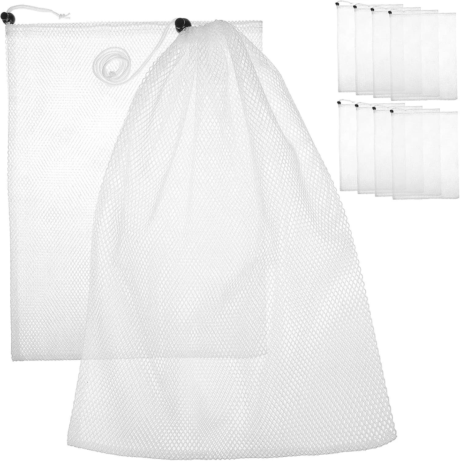 Mesh Storage Bags 10pcs Reusable Drawstring Produce Bags for Vegetable Fruit Storage Easy to Use