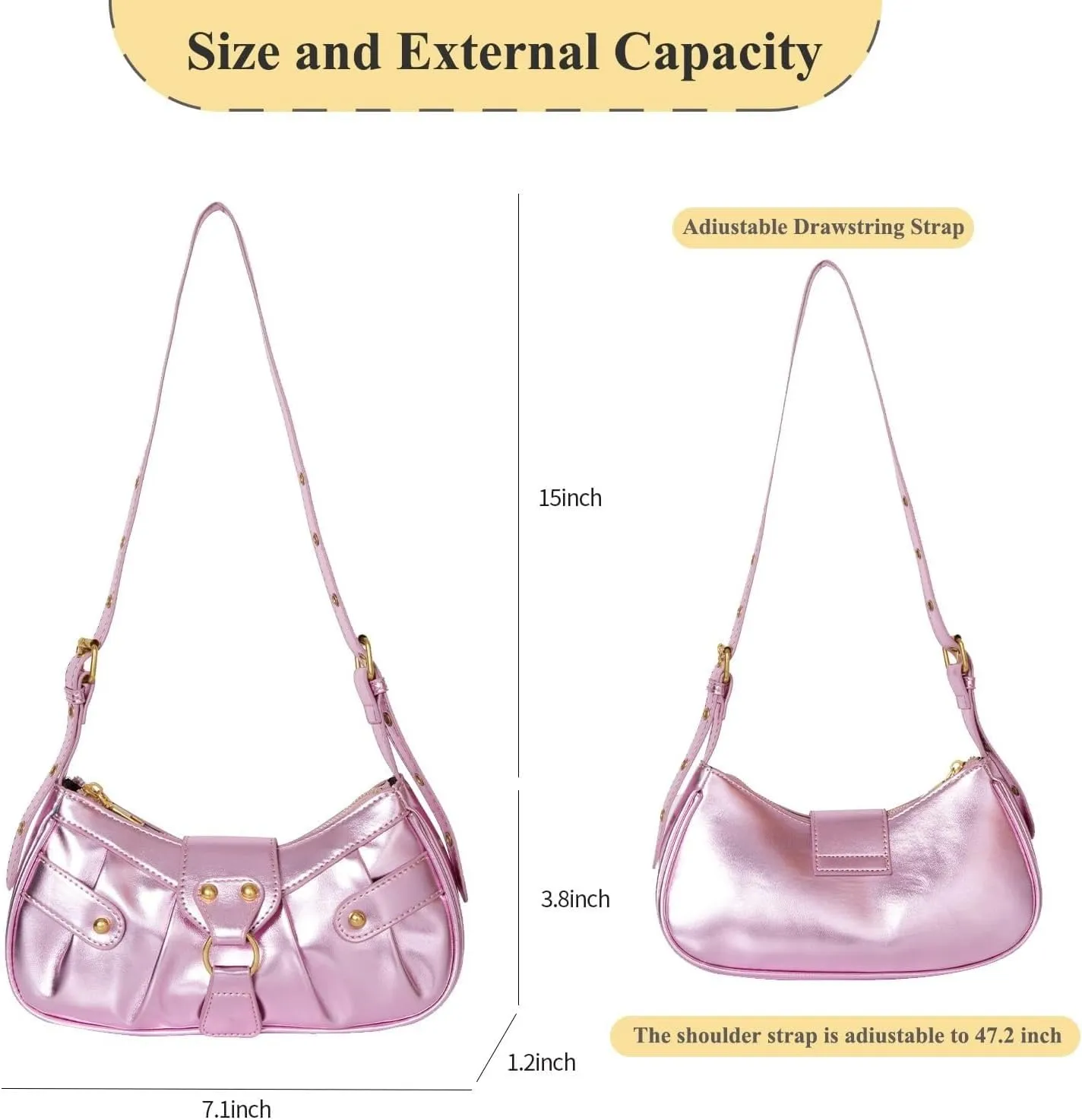Messenger Bags Crossbody Pleated Purse Hobo Shoulder for Women Y2K Handbag