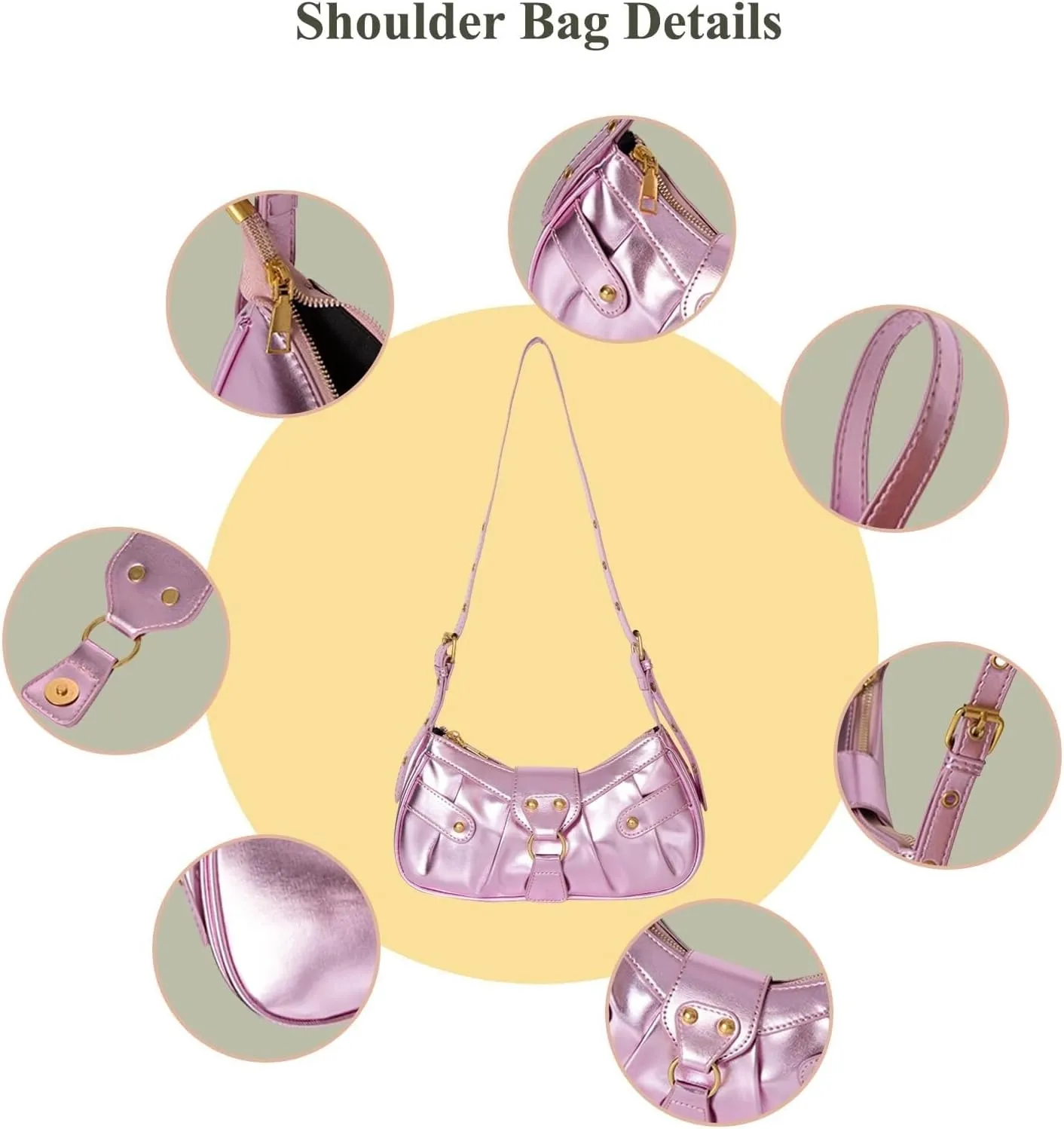 Messenger Bags Crossbody Pleated Purse Hobo Shoulder for Women Y2K Handbag