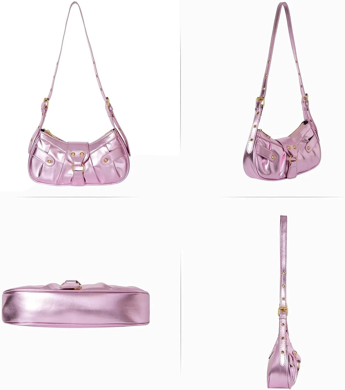 Messenger Bags Crossbody Pleated Purse Hobo Shoulder for Women Y2K Handbag