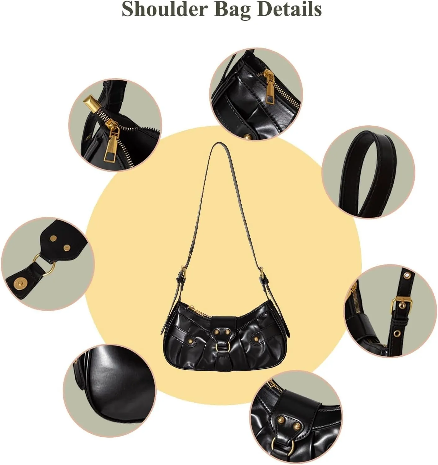 Messenger Bags Crossbody Pleated Purse Hobo Shoulder for Women Y2K Handbag