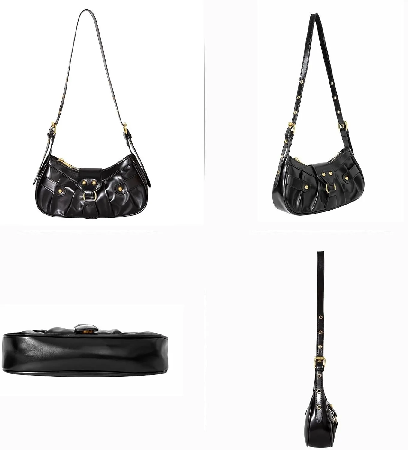 Messenger Bags Crossbody Pleated Purse Hobo Shoulder for Women Y2K Handbag