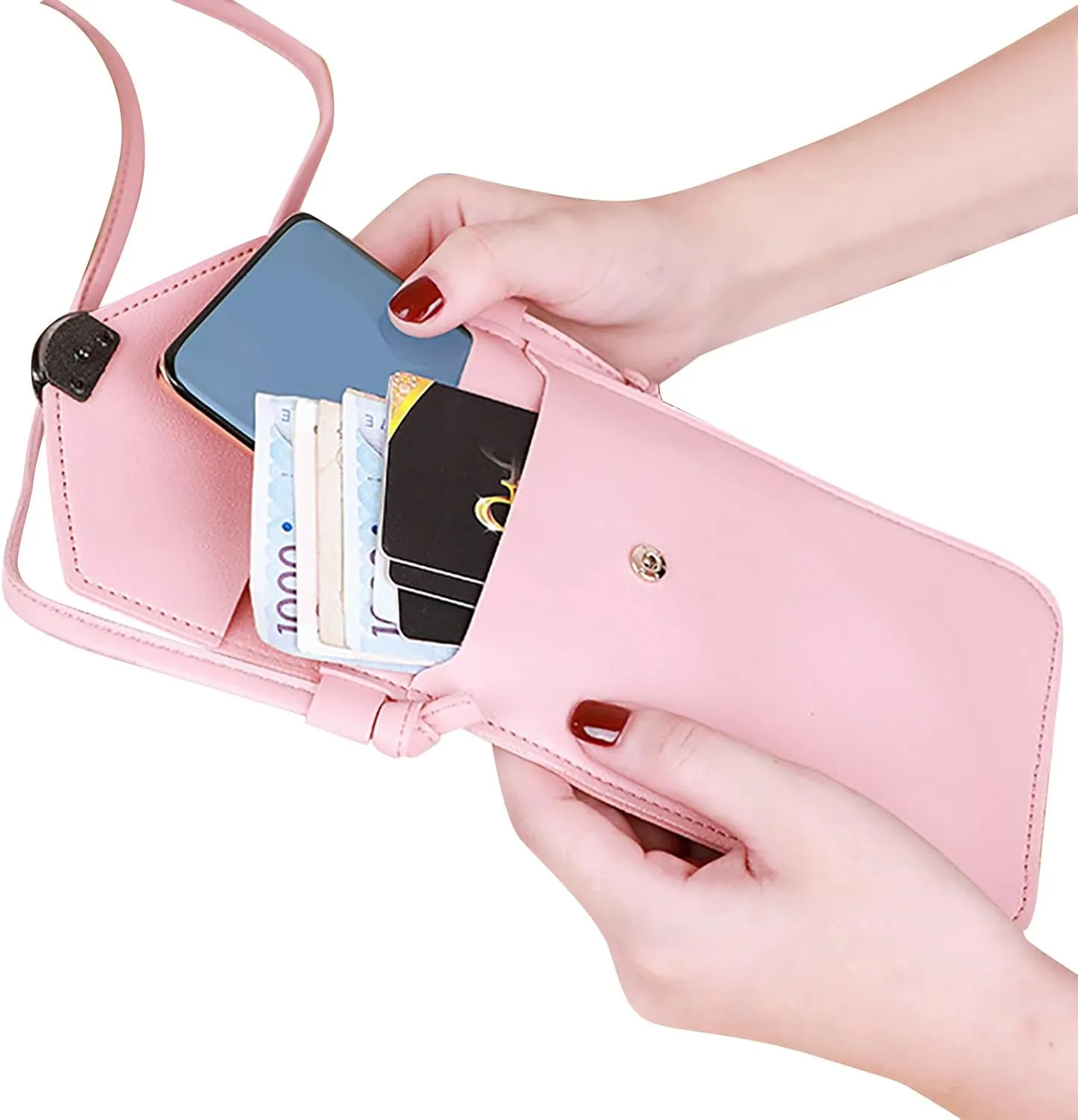 Mini Clutch Purse with Zipper Closure Fashion Women Artificial Leather Solid Color Hasp Transparent Operation