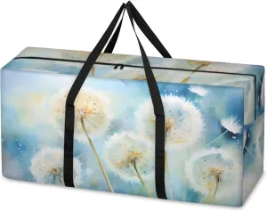Mystical Dandelion Extra Large Moving Bags Heavy Duty Storage Bags Bright Dandelion Cloth Wrap Around Handles Double Zipper Reusable Convenient Foldable Storage Tote for Travel Camping Space Save