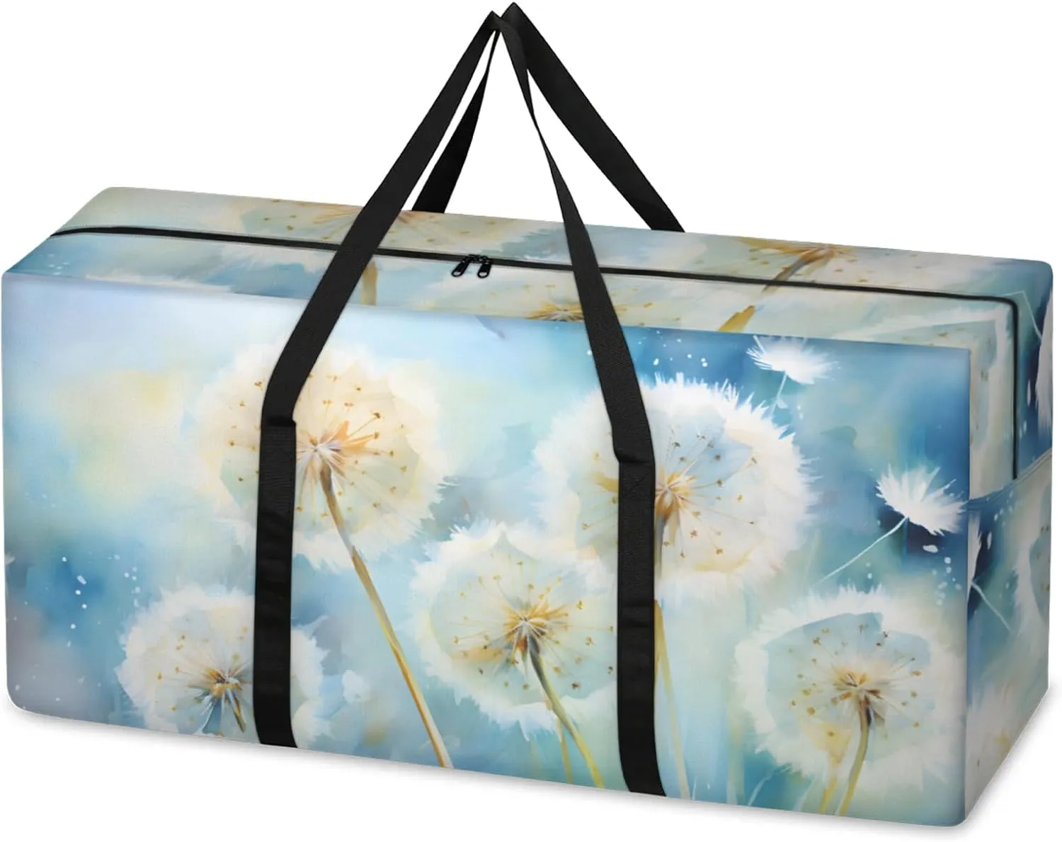 Mystical Dandelion Extra Large Moving Bags Heavy Duty Storage Bags Bright Dandelion Cloth Wrap Around Handles Double Zipper Reusable Convenient Foldable Storage Tote for Travel Camping Space Save