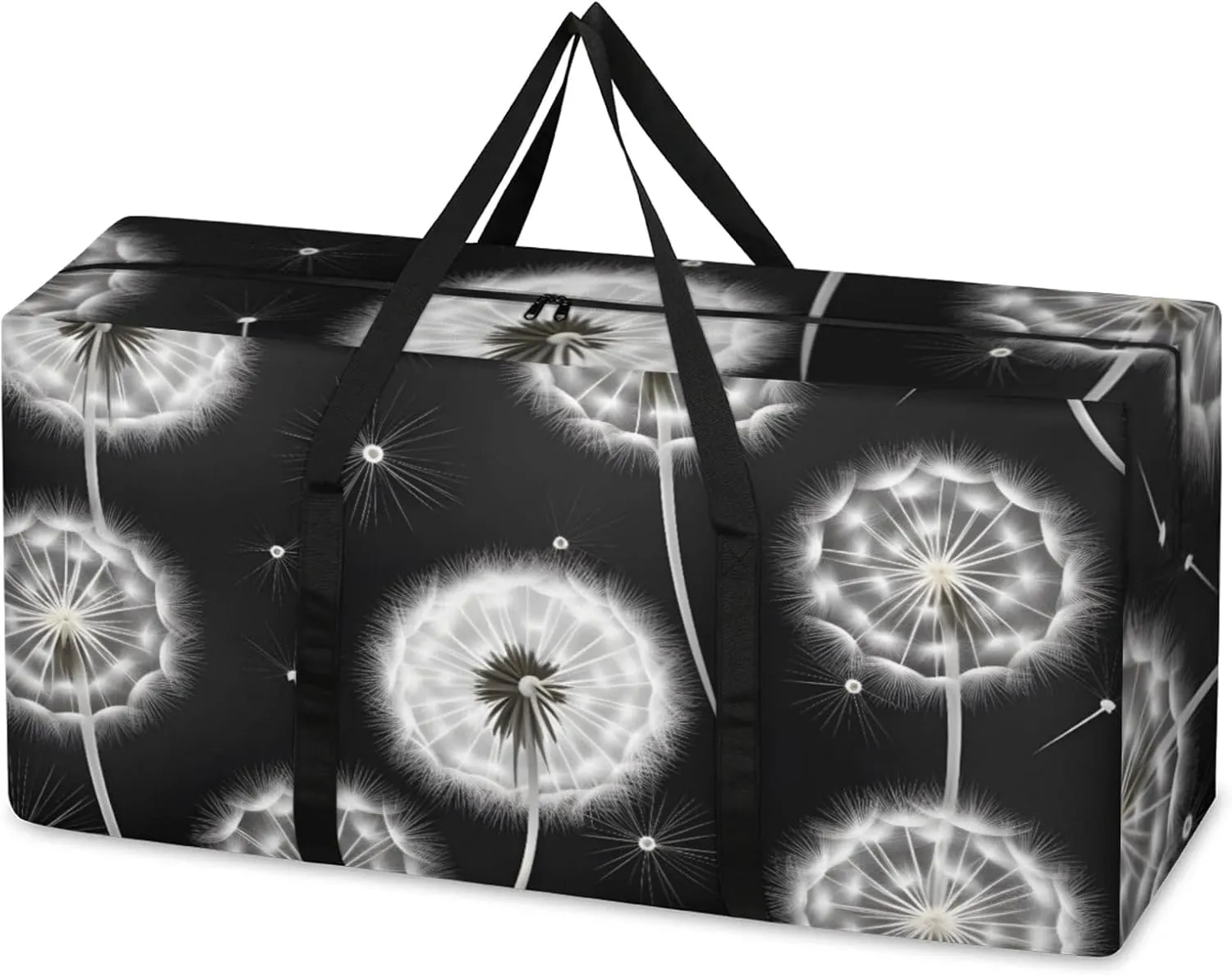 Mystical Dandelion Extra Large Moving Bags Heavy Duty Storage Bags Modern Dandelion Cloth Wrap Around Handles Double Zipper Reusable Convenient Foldable Storage Tote for Travel Camping Space Save