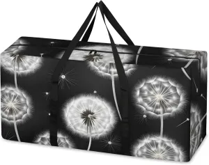 Mystical Dandelion Extra Large Moving Bags Heavy Duty Storage Bags Modern Dandelion Cloth Wrap Around Handles Double Zipper Reusable Convenient Foldable Storage Tote for Travel Camping Space Save