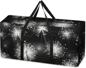 Mystical Dandelion Extra Large Moving Bags Heavy Duty Storage Bags Retro Dandelion Cloth Wrap Around Handles Double Zipper Reusable Convenient Foldable Storage Tote for Travel Camping Space Save