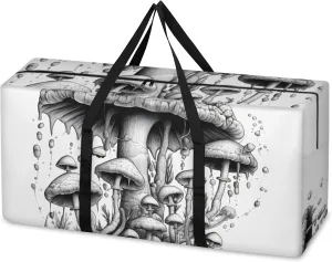 Mystical Mushrooms Extra Large Moving Bags Heavy Duty Storage Bags Abstract Mushrooms Cloth Wrap Around Handles Double Zipper Reusable Convenient Foldable Storage Tote for Travel Camping Space Save