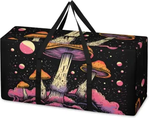 Mystical Mushrooms Extra Large Moving Bags Heavy Duty Storage Bags Dreamy Mushrooms Cloth Wrap Around Handles Double Zipper Reusable Convenient Foldable Storage Tote for Travel Camping Space Save