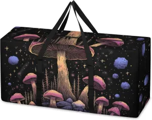 Mystical Mushrooms Extra Large Moving Bags Heavy Duty Storage Bags Fantastic Mushrooms Cloth Wrap Around Handles Double Zipper Reusable Convenient Foldable Storage Tote for Travel Camping Space Save
