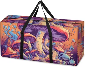 Mystical Mushrooms Extra Large Moving Bags Heavy Duty Storage Bags Forest Mushrooms Cloth Wrap Around Handles Double Zipper Reusable Convenient Foldable Storage Tote for Travel Camping Space Save