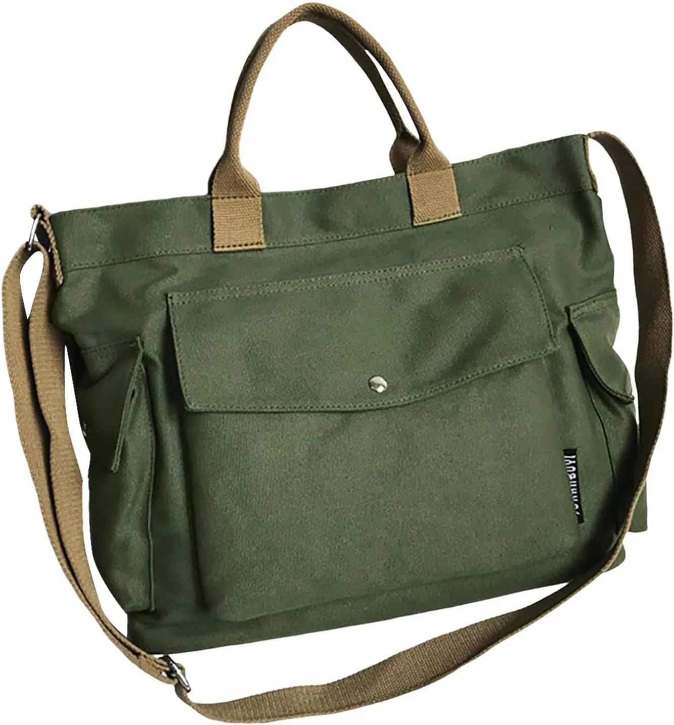 New Canvas Solid Color Simple Fashion One Shoulder Messenger Bag Clear Shoulder Bag (Green, One Size)