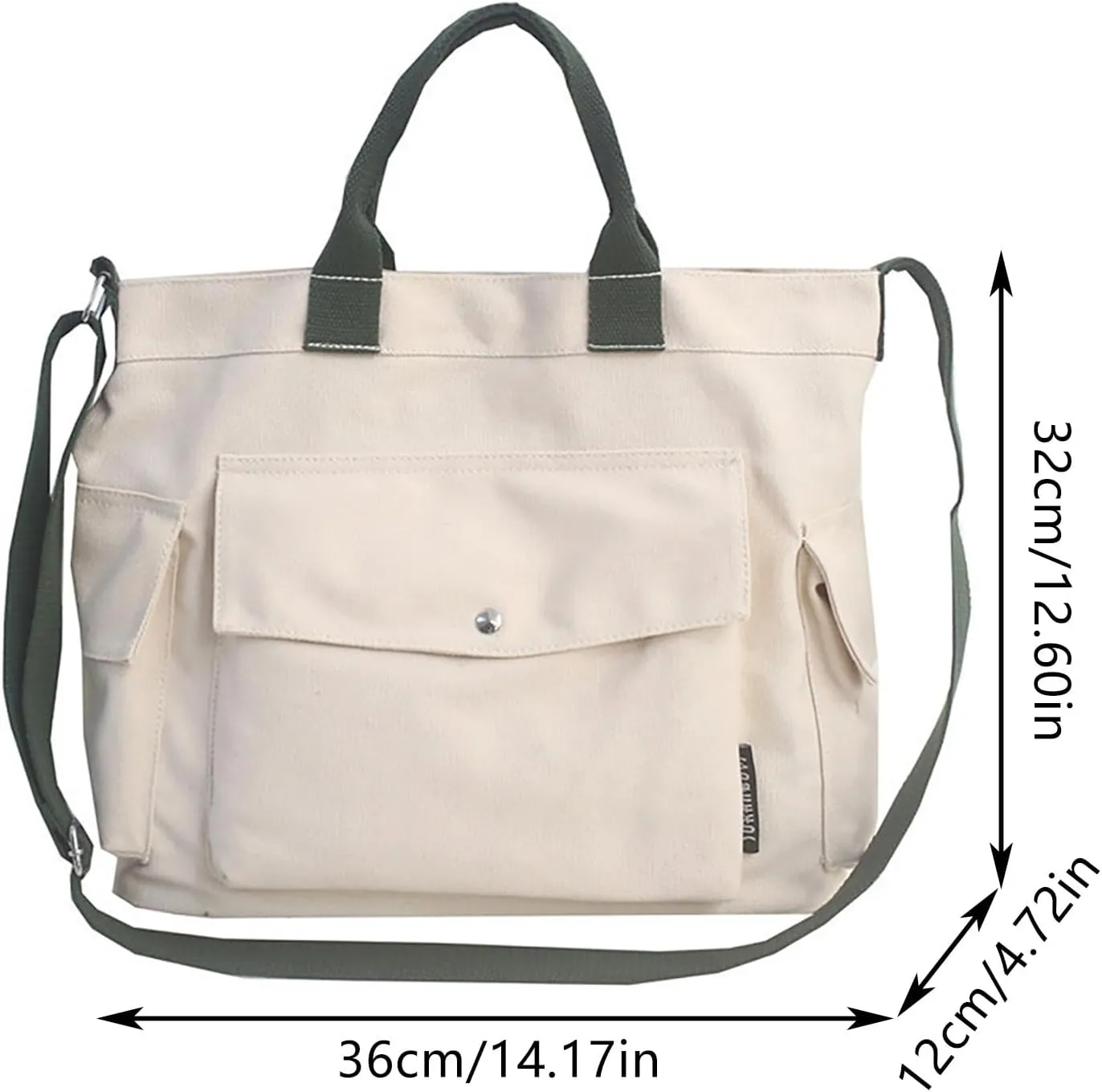 New Canvas Solid Color Simple Fashion One Shoulder Messenger Bag Clear Shoulder Bag (Green, One Size)