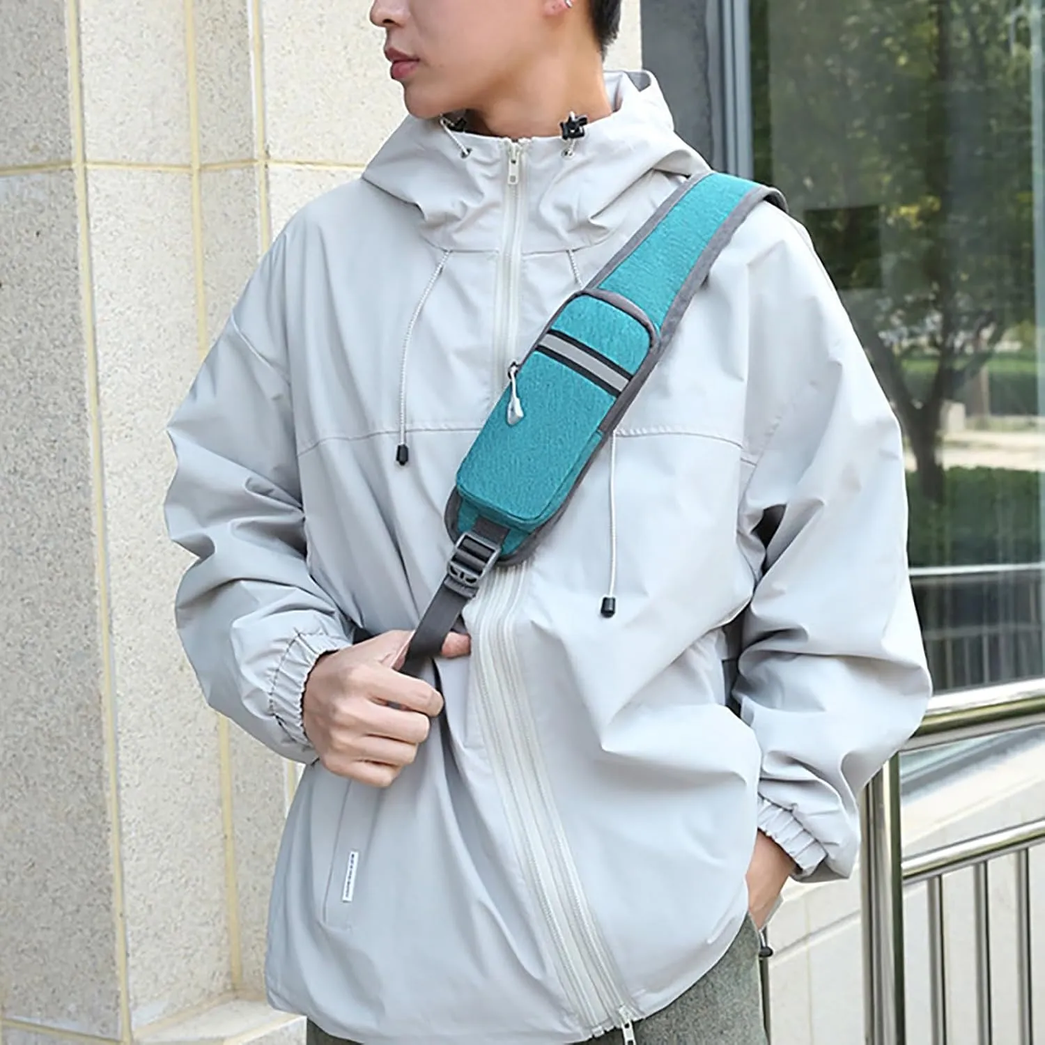 New Simple Men's Splash Proof Chest Bag Sports Leisure Shoulder Bags Fashion Student Messenger Bag (Green, One Size)