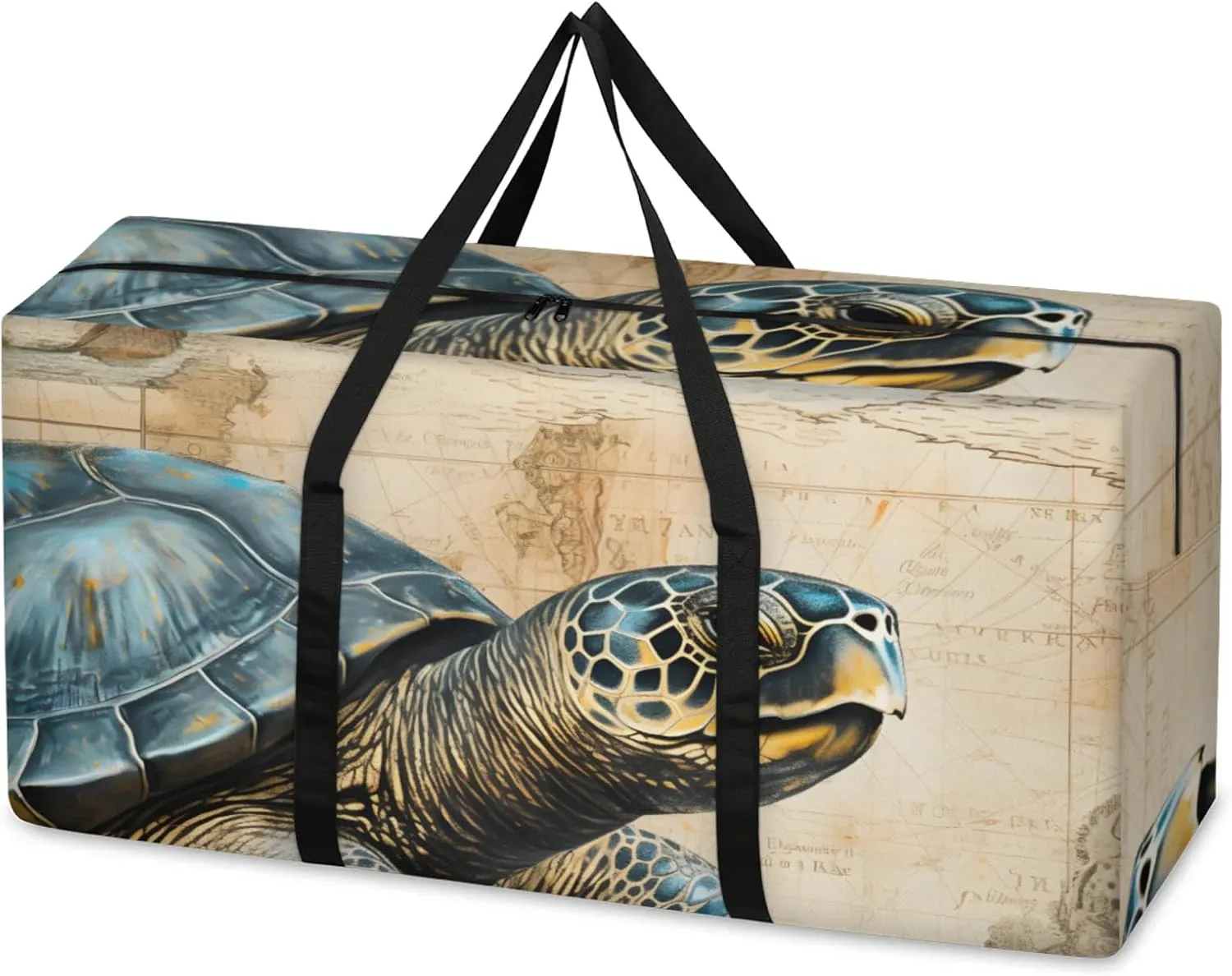 Ocean Turtle Extra Large Moving Bags Heavy Duty Storage Bags Abstract Turtle Cloth Wrap Around Handles Double Zipper Reusable Convenient Foldable Storage Tote for Travel Camping Space Save