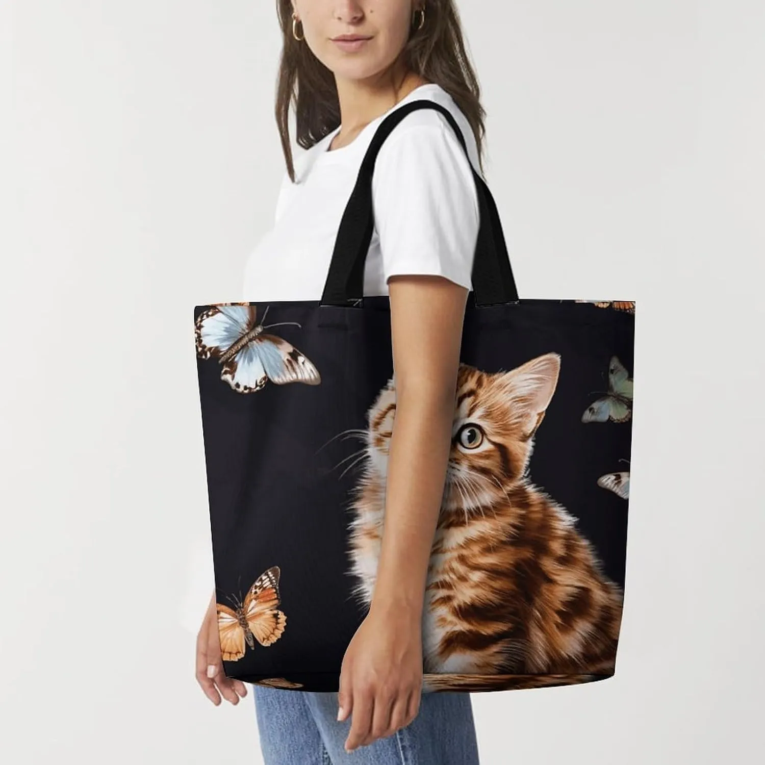 Painting Flower Pigs Beach Bag Reusable Tote Bag Foldable Grocery Bags Women Shopping Bags for Daily Essentials