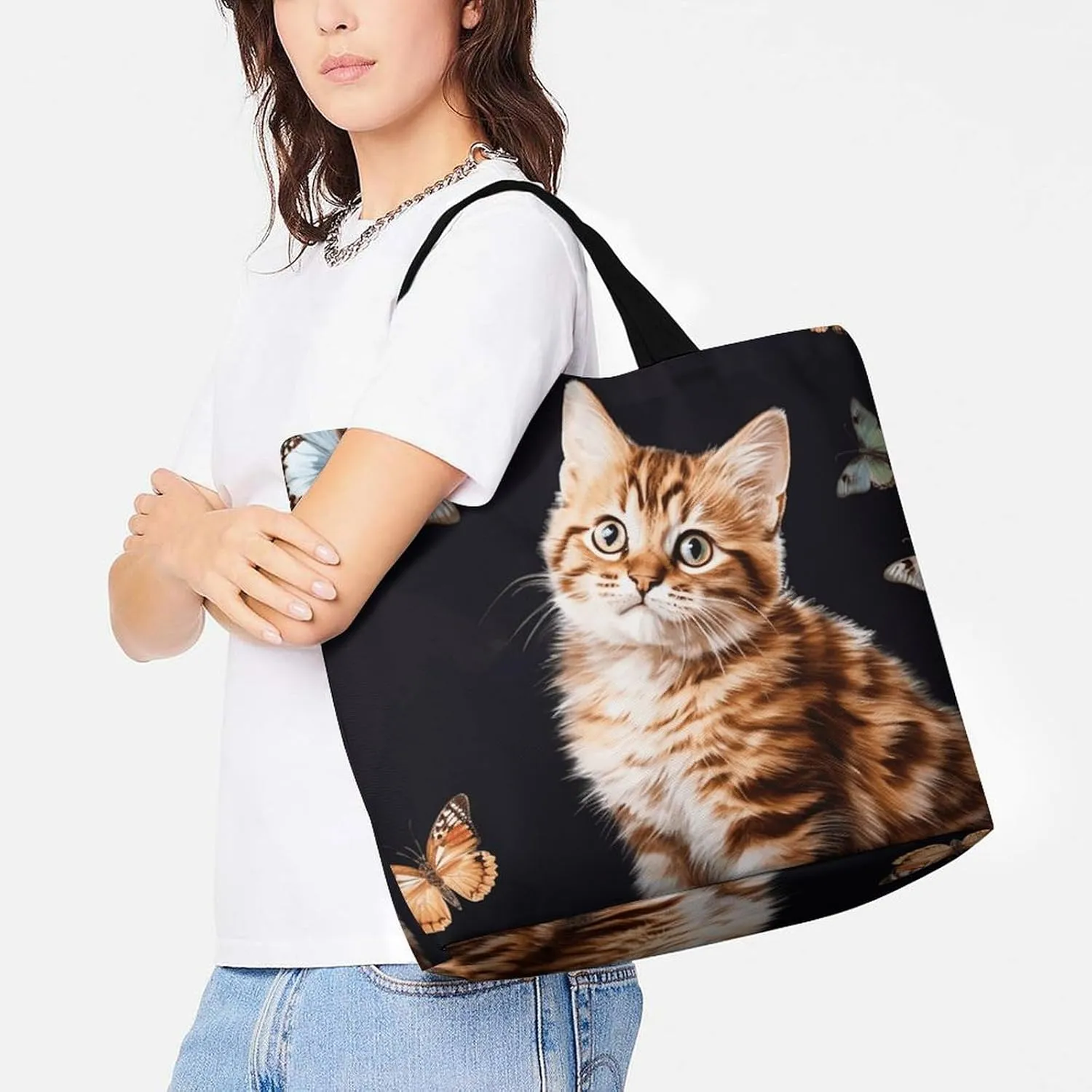 Painting Flower Pigs Beach Bag Reusable Tote Bag Foldable Grocery Bags Women Shopping Bags for Daily Essentials