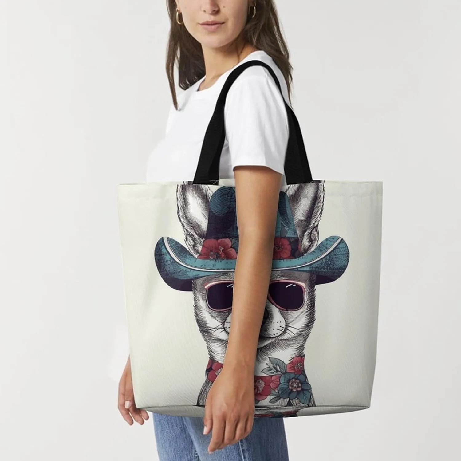 Pastel Color Smiley Face Beach Bag Reusable Tote Bag Foldable Grocery Bags Women Shopping Bags for Daily Essentials