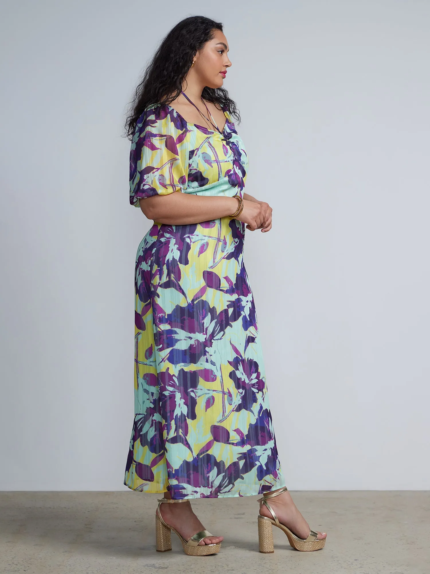Plus Floral Print Maxi Dress