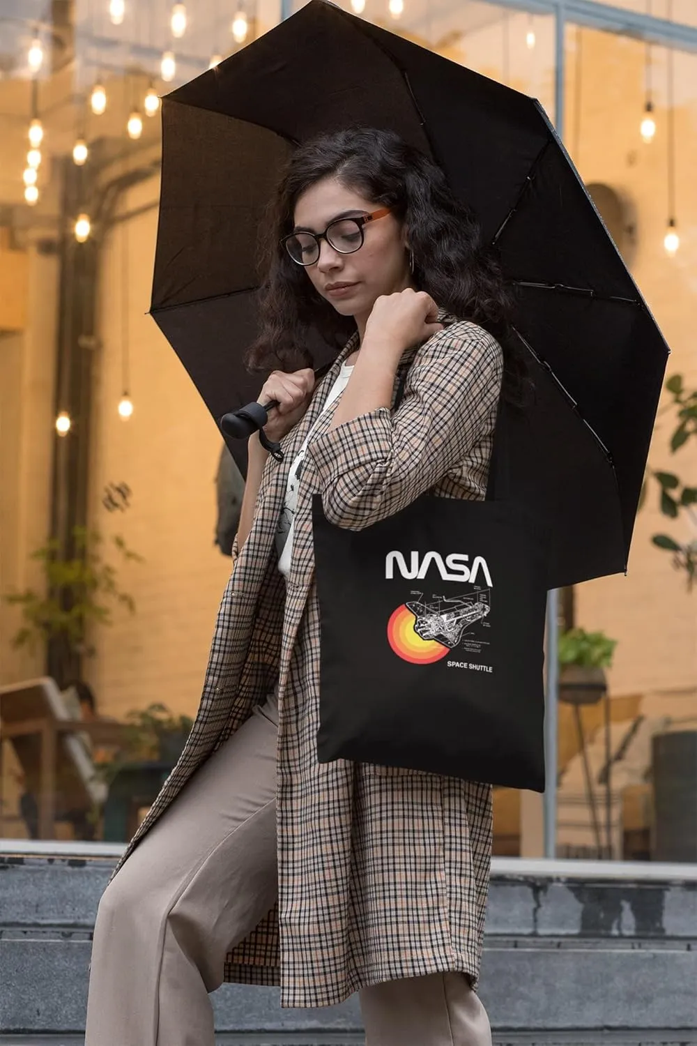 Pop Threads NASA Space Shuttle Diagram Shirt Large Reusable Canvas Tote Bag