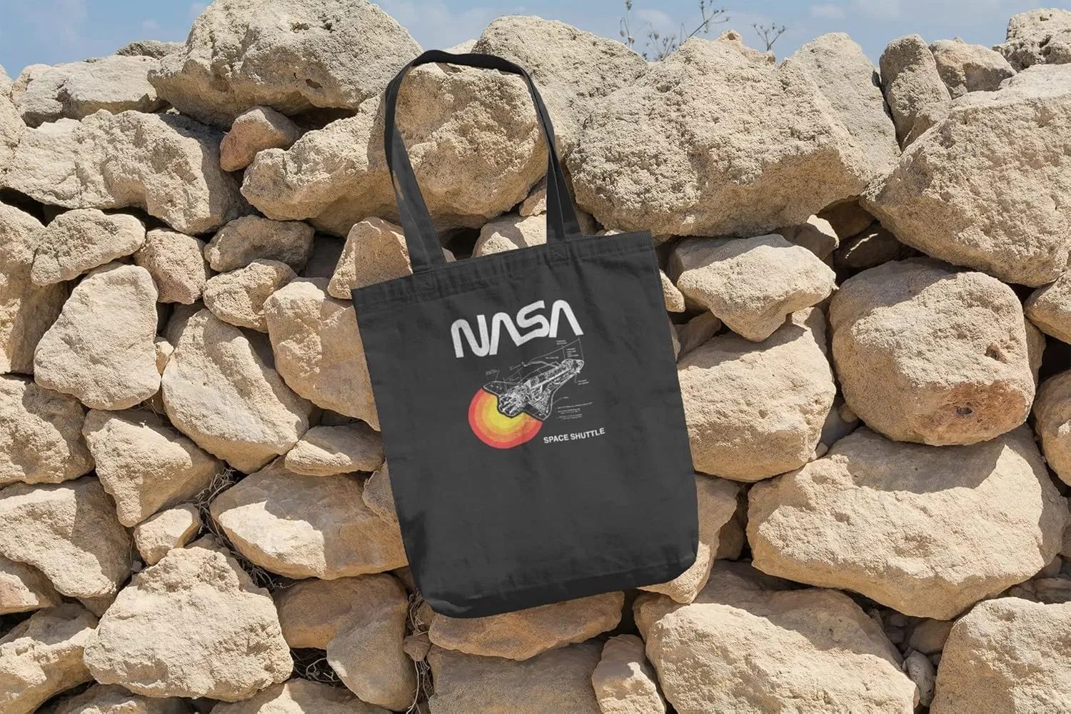 Pop Threads NASA Space Shuttle Diagram Shirt Large Reusable Canvas Tote Bag