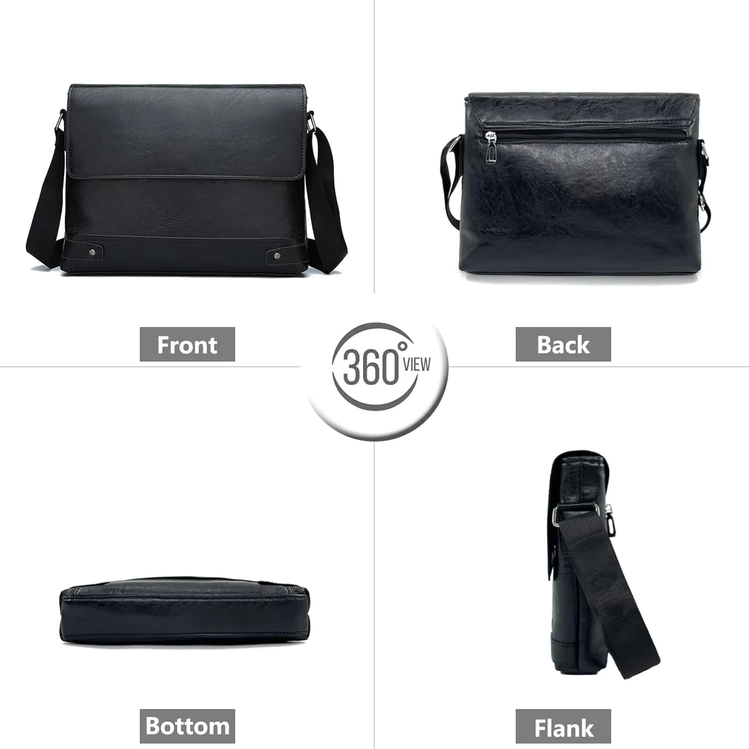 PORT&LOTUS Messenger Bags for Men - Small PU Leather Crossbody Bags