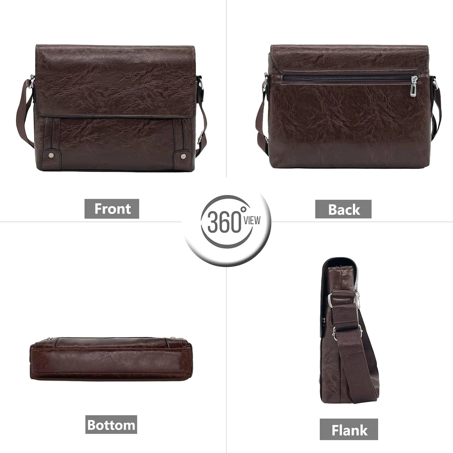 PORT&LOTUS Messenger Bags for Men - Small PU Leather Crossbody Bags