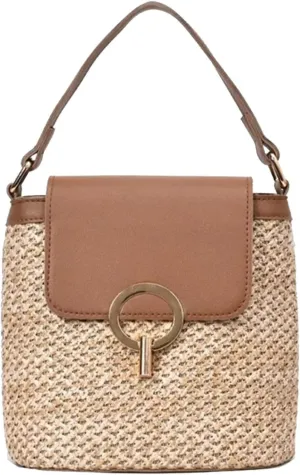 Pouch Purse Shoulder Handbag Straw Weave Women Ladies Bucket Handbags Summer Beach Shoulder Bags