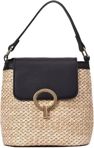 Pouch Purse Shoulder Handbag Straw Weave Women Ladies Bucket Handbags Summer Beach Shoulder Bags