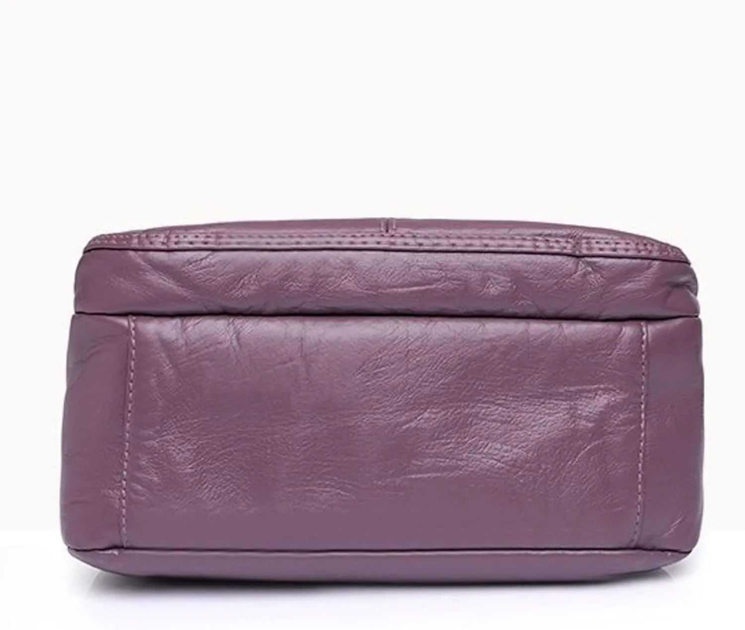 Pu Leather Tote Fashion Casual Women's Retro Soft Leather Zipper Double Pocket Shoulder Messenger Bag