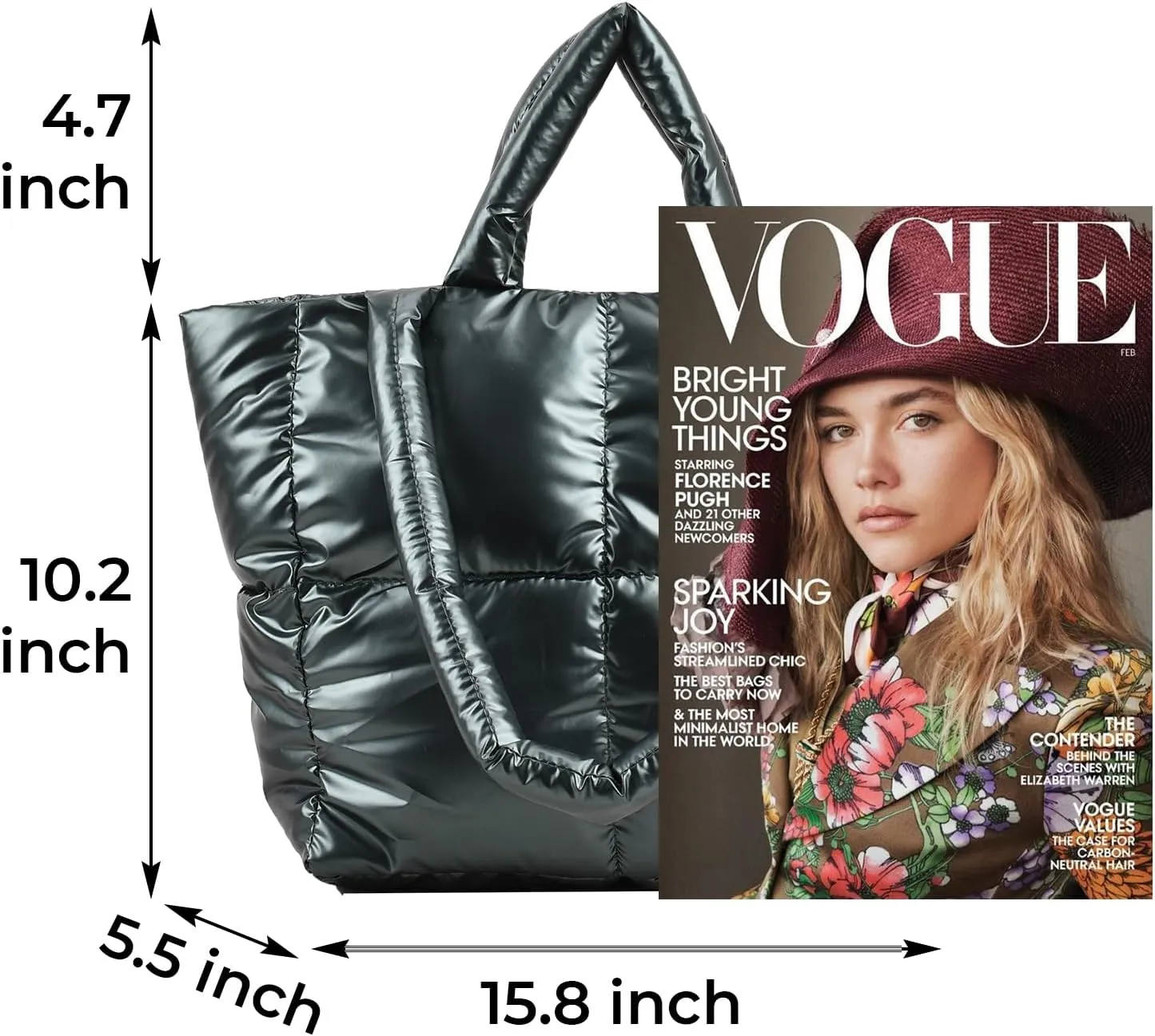 Puffer Tote for Women Large Quilted Purse Ladies Padding Shoulder Lightweight Puffy Tote and Satchels