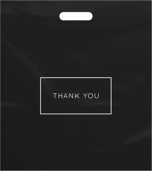 Purple Q Crafts Large Plastic Shopping Bags with Thank You Logo 16" x 18" Boutique Bags with Handles 100 Pack for Merchandise, Gifts, Trade Shows and More