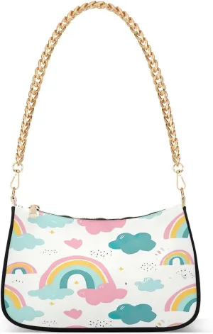 Rainbow Cloud Shoulder Bag with Zipper, Womens Shoulder Bags Crossbody