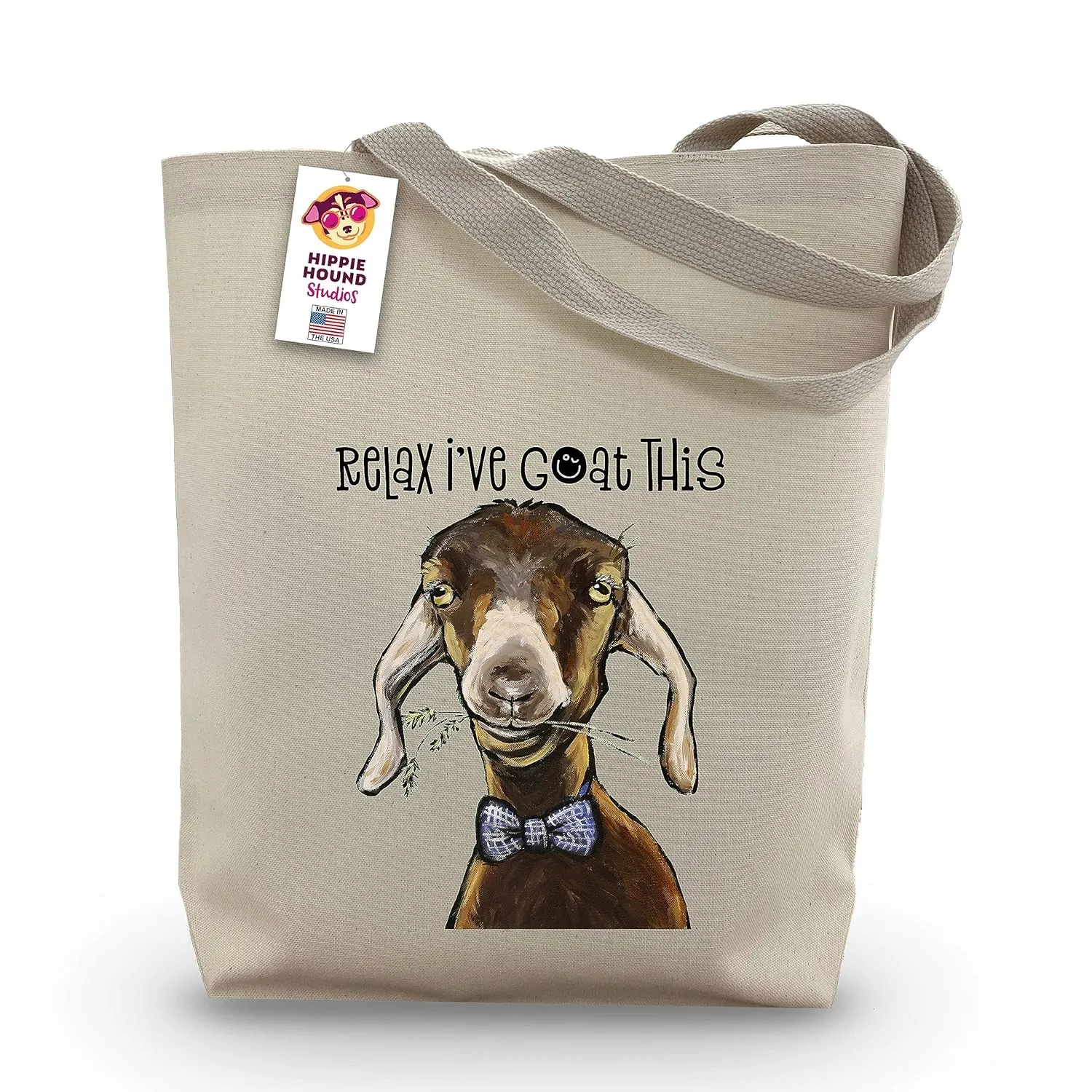 Relax I've Goat This Funny Goat Tote Bag - Goat Gifts for Women - Goat Lover Gift - Handmade Totes - Goat Canvas Totes - Cute Goat Reusable Shopping Bag- Shoulder Bag - Grocery Bag - Beach Bag