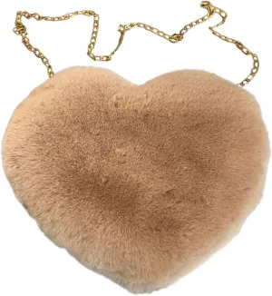Retro Clutch Underarm Purse Fashion Love Bag Peach Heart Bag Women Chain Crossbody Plush One Shoulder Wool