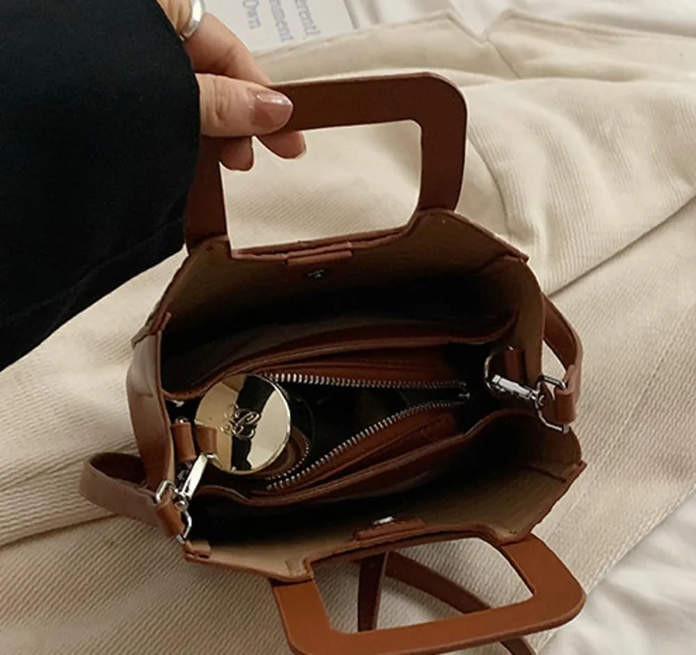 Retro Woven Crossbody Handbags For Women Clutch Satchels Shoulder Purse Ladies Trendy Bucket Bag for Work Travel