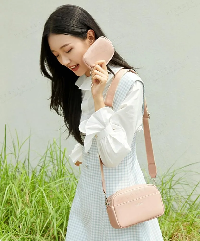 Rungion Casual Crossbody Bags for Women Vegan Leather Phone Purses Small Shoulder Handbags Satchels with Wide Strap
