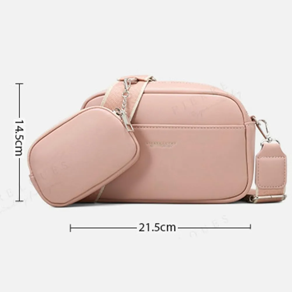 Rungion Casual Crossbody Bags for Women Vegan Leather Phone Purses Small Shoulder Handbags Satchels with Wide Strap