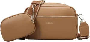 Rungion Casual Crossbody Bags for Women Vegan Leather Phone Purses Small Shoulder Handbags Satchels with Wide Strap